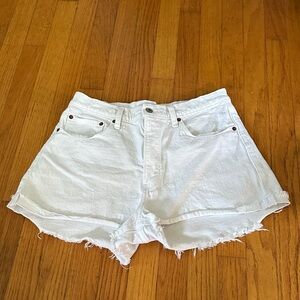 Abercrombie & Fitch Curve Love Mom Short White Frayed Jean Shorts